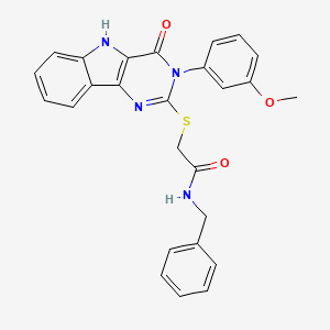 molecular formula C26H22N4O3S B2979037 N-benzyl-2-[[3-(3-methoxyphenyl)-4-oxo-5H-pyrimido[5,4-b]indol-2-yl]sulfanyl]acetamide CAS No. 536706-72-6