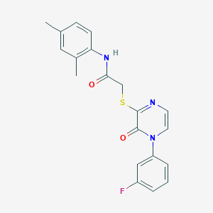 molecular formula C20H18FN3O2S B2979039 N-(2,4-二甲基苯基)-2-((4-(3-氟苯基)-3-氧代-3,4-二氢吡嗪-2-基)硫代)乙酰胺 CAS No. 899998-63-1