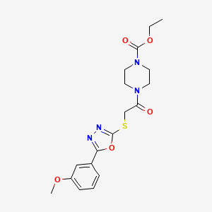 molecular formula C18H22N4O5S B2979043 Ethyl 4-({[5-(3-methoxyphenyl)-1,3,4-oxadiazol-2-yl]thio}acetyl)piperazine-1-carboxylate CAS No. 850936-95-7