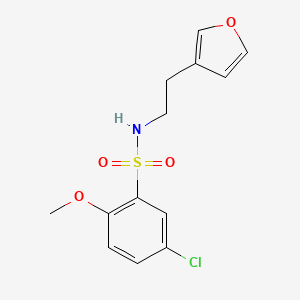 molecular formula C13H14ClNO4S B2979044 5-chloro-N-(2-(furan-3-yl)ethyl)-2-methoxybenzenesulfonamide CAS No. 1428357-02-1