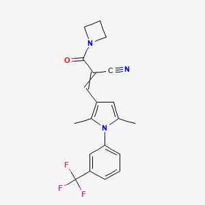 molecular formula C20H18F3N3O B2979050 2-(azetidine-1-carbonyl)-3-{2,5-dimethyl-1-[3-(trifluoromethyl)phenyl]-1H-pyrrol-3-yl}prop-2-enenitrile CAS No. 1424746-75-7