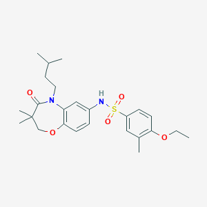molecular formula C25H34N2O5S B2979064 4-乙氧基-N-(5-异戊基-3,3-二甲基-4-氧代-2,3,4,5-四氢苯并[b][1,4]恶杂环庚-7-基)-3-甲基苯磺酰胺 CAS No. 922134-25-6