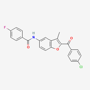 molecular formula C23H15ClFNO3 B2979067 N-[2-(4-氯苯甲酰)-3-甲基-1-苯并呋喃-5-基]-4-氟苯甲酰胺 CAS No. 923194-03-0