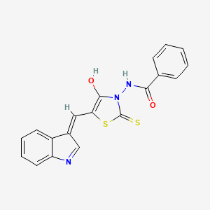 molecular formula C19H13N3O2S2 B2979069 (Z)-N-(5-((1H-吲哚-3-基)亚甲基)-4-氧代-2-硫代噻唑烷-3-基)苯甲酰胺 CAS No. 356572-06-0
