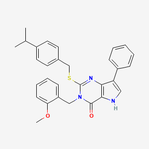 molecular formula C30H29N3O2S B2979073 2-((4-异丙基苄基)硫)-3-(2-甲氧基苄基)-7-苯基-3H-吡咯并[3,2-d]嘧啶-4(5H)-酮 CAS No. 2034373-27-6