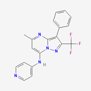 molecular formula C19H14F3N5 B2979078 5-methyl-3-phenyl-N-(pyridin-4-yl)-2-(trifluoromethyl)pyrazolo[1,5-a]pyrimidin-7-amine CAS No. 890637-16-8