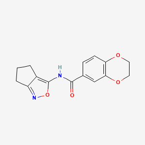 molecular formula C15H14N2O4 B2979082 N-(5,6-dihydro-4H-cyclopenta[c]isoxazol-3-yl)-2,3-dihydrobenzo[b][1,4]dioxine-6-carboxamide CAS No. 941925-33-3