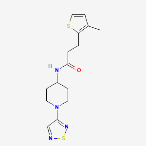 molecular formula C15H20N4OS2 B2979096 N-(1-(1,2,5-噻二唑-3-基)哌啶-4-基)-3-(3-甲硫代吩-2-基)丙酰胺 CAS No. 2034518-58-4