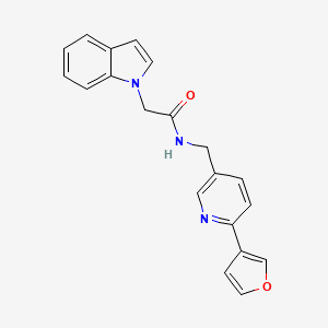 molecular formula C20H17N3O2 B2979100 N-((6-(furan-3-yl)pyridin-3-yl)methyl)-2-(1H-indol-1-yl)acetamide CAS No. 2176270-53-2