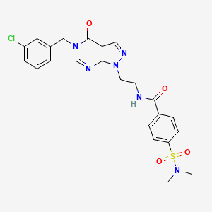 molecular formula C23H23ClN6O4S B2979102 N-(2-(5-(3-chlorobenzyl)-4-oxo-4,5-dihydro-1H-pyrazolo[3,4-d]pyrimidin-1-yl)ethyl)-4-(N,N-dimethylsulfamoyl)benzamide CAS No. 921889-53-4