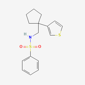 molecular formula C16H19NO2S2 B2979106 N-((1-(thiophen-3-yl)cyclopentyl)methyl)benzenesulfonamide CAS No. 2034600-00-3