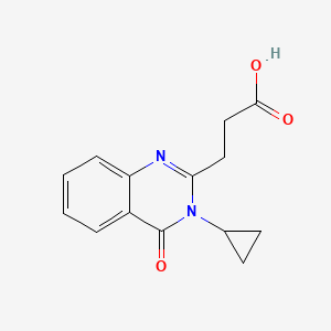 molecular formula C14H14N2O3 B2979114 3-(3-Cyclopropyl-4-oxo-3,4-dihydroquinazolin-2-yl)propanoic acid CAS No. 873208-74-3