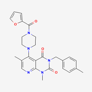 molecular formula C26H27N5O4 B2979116 5-(4-(furan-2-carbonyl)piperazin-1-yl)-1,6-dimethyl-3-(4-methylbenzyl)pyrido[2,3-d]pyrimidine-2,4(1H,3H)-dione CAS No. 1021095-35-1