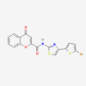 molecular formula C17H9BrN2O3S2 B2979119 N-(4-(5-bromothiophen-2-yl)thiazol-2-yl)-4-oxo-4H-chromene-2-carboxamide CAS No. 361478-44-6