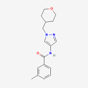 molecular formula C17H21N3O2 B2979126 3-methyl-N-(1-((tetrahydro-2H-pyran-4-yl)methyl)-1H-pyrazol-4-yl)benzamide CAS No. 1795458-88-6