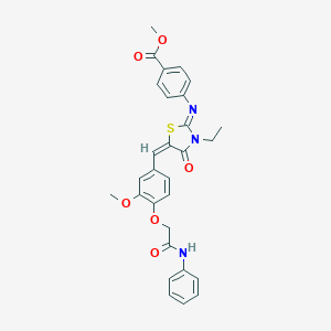 molecular formula C29H27N3O6S B297914 methyl 4-{[(2E,5E)-3-ethyl-5-{3-methoxy-4-[2-oxo-2-(phenylamino)ethoxy]benzylidene}-4-oxo-1,3-thiazolidin-2-ylidene]amino}benzoate 