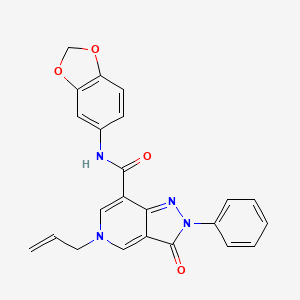 molecular formula C23H18N4O4 B2979156 5-allyl-N-(benzo[d][1,3]dioxol-5-yl)-3-oxo-2-phenyl-3,5-dihydro-2H-pyrazolo[4,3-c]pyridine-7-carboxamide CAS No. 921506-96-9