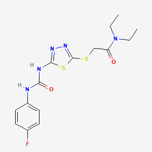 molecular formula C15H18FN5O2S2 B2979164 N,N-diethyl-2-[[5-[(4-fluorophenyl)carbamoylamino]-1,3,4-thiadiazol-2-yl]sulfanyl]acetamide CAS No. 886937-02-6