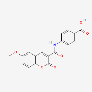 molecular formula C18H13NO6 B2979165 4-[(6-Methoxy-2-oxochromene-3-carbonyl)amino]benzoic acid CAS No. 309925-04-0
