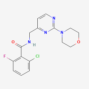 molecular formula C16H16ClFN4O2 B2979170 2-chloro-6-fluoro-N-((2-morpholinopyrimidin-4-yl)methyl)benzamide CAS No. 1797620-41-7
