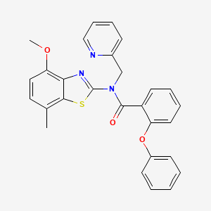 molecular formula C28H23N3O3S B2979173 N-(4-甲氧基-7-甲基苯并[d]噻唑-2-基)-2-苯氧基-N-(吡啶-2-基甲基)苯甲酰胺 CAS No. 922911-88-4