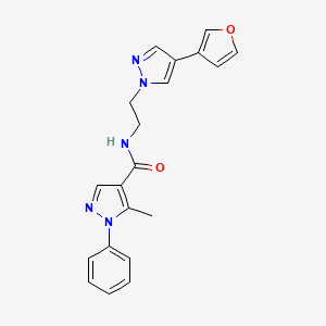 molecular formula C20H19N5O2 B2979174 N-(2-(4-(呋喃-3-基)-1H-吡唑-1-基)乙基)-5-甲基-1-苯基-1H-吡唑-4-甲酰胺 CAS No. 2034330-41-9