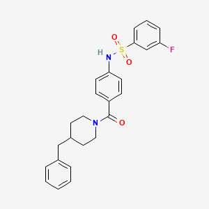 molecular formula C25H25FN2O3S B2979175 N-(4-(4-苄基哌啶-1-羰基)苯基)-3-氟苯磺酰胺 CAS No. 690643-56-2