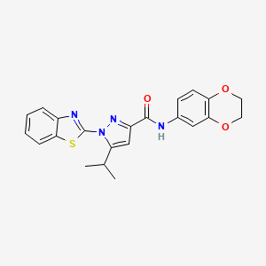 molecular formula C22H20N4O3S B2979191 1-(benzo[d]thiazol-2-yl)-N-(2,3-dihydrobenzo[b][1,4]dioxin-6-yl)-5-isopropyl-1H-pyrazole-3-carboxamide CAS No. 1013806-19-3