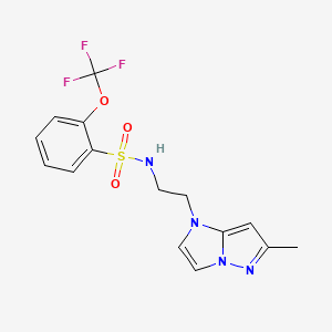 molecular formula C15H15F3N4O3S B2979197 N-(2-(6-甲基-1H-咪唑[1,2-b]吡唑-1-基)乙基)-2-(三氟甲氧基)苯磺酰胺 CAS No. 2034364-45-7