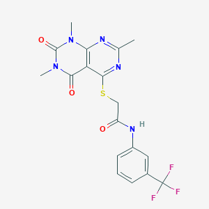 molecular formula C18H16F3N5O3S B2979199 N-(3-(trifluoromethyl)phenyl)-2-((2,6,8-trimethyl-5,7-dioxo-5,6,7,8-tetrahydropyrimido[4,5-d]pyrimidin-4-yl)thio)acetamide CAS No. 852168-29-7