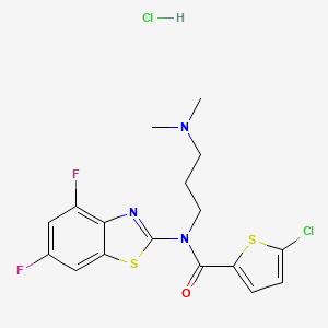 molecular formula C17H17Cl2F2N3OS2 B2979204 5-chloro-N-(4,6-difluorobenzo[d]thiazol-2-yl)-N-(3-(dimethylamino)propyl)thiophene-2-carboxamide hydrochloride CAS No. 1217103-63-3