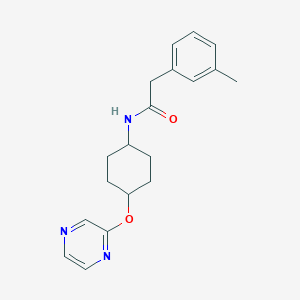 molecular formula C19H23N3O2 B2979205 N-((1r,4r)-4-(pyrazin-2-yloxy)cyclohexyl)-2-(m-tolyl)acetamide CAS No. 2034316-27-1