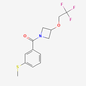 molecular formula C13H14F3NO2S B2979210 (3-(甲硫基)苯基)(3-(2,2,2-三氟乙氧基)氮杂环丁-1-基)甲酮 CAS No. 2034590-70-8