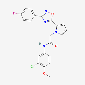 molecular formula C21H16ClFN4O3 B2979223 N-(3-chloro-4-methoxyphenyl)-2-{2-[3-(4-fluorophenyl)-1,2,4-oxadiazol-5-yl]-1H-pyrrol-1-yl}acetamide CAS No. 1260903-57-8