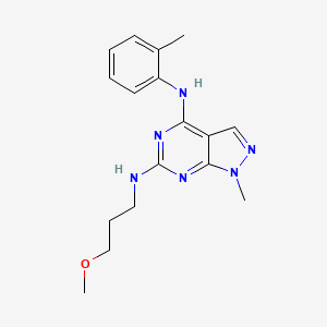 molecular formula C17H22N6O B2979228 N~6~-(3-甲氧基丙基)-1-甲基-N~4~-(2-甲基苯基)-1H-吡唑并[3,4-d]嘧啶-4,6-二胺 CAS No. 887453-69-2