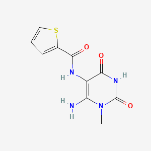 molecular formula C10H10N4O3S B2979237 N-(6-氨基-1-甲基-2,4-二氧代-1,2,3,4-四氢嘧啶-5-基)噻吩-2-甲酰胺 CAS No. 941869-12-1