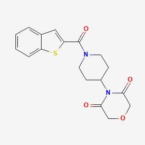 molecular formula C18H18N2O4S B2979247 4-(1-(Benzo[b]thiophene-2-carbonyl)piperidin-4-yl)morpholine-3,5-dione CAS No. 2034424-23-0