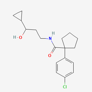 molecular formula C18H24ClNO2 B2979248 1-(4-chlorophenyl)-N-(3-cyclopropyl-3-hydroxypropyl)cyclopentanecarboxamide CAS No. 1396791-57-3