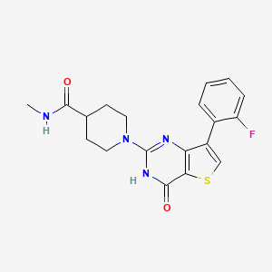 molecular formula C19H19FN4O2S B2979254 1-(7-(2-fluorophenyl)-4-oxo-3,4-dihydrothieno[3,2-d]pyrimidin-2-yl)-N-methylpiperidine-4-carboxamide CAS No. 1242925-94-5