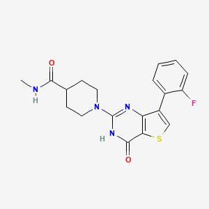 molecular formula C19H19FN4O2S B2979254 1-(7-(2-氟苯基)-4-氧代-3,4-二氢噻吩并[3,2-d]嘧啶-2-基)-N-甲基哌啶-4-甲酰胺 CAS No. 1242925-94-5