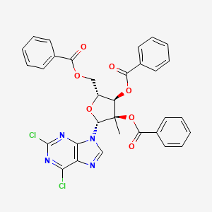 molecular formula C32H24Cl2N4O7 B2979273 2,6-Dichloro-9-(2-c-methyl-2,3,5-tri-O-benzoyl-beta-D-ribofuranosyl)purine CAS No. 205171-10-4