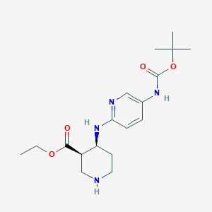 Ethyl (3R,4S)-4-[[5-[(2-methylpropan-2-yl)oxycarbonylamino]pyridin-2-yl]amino]piperidine-3-carboxylate