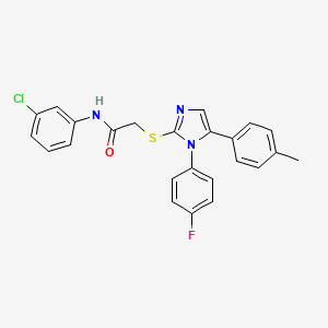 molecular formula C24H19ClFN3OS B2979292 N-(3-chlorophenyl)-2-((1-(4-fluorophenyl)-5-(p-tolyl)-1H-imidazol-2-yl)thio)acetamide CAS No. 1207008-91-0