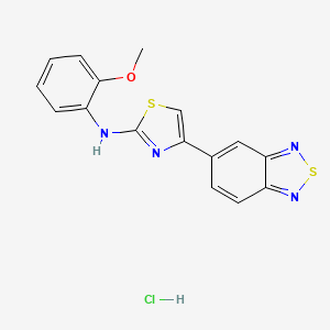 molecular formula C16H13ClN4OS2 B2979297 4-(benzo[c][1,2,5]thiadiazol-5-yl)-N-(2-methoxyphenyl)thiazol-2-amine hydrochloride CAS No. 2034250-46-7