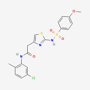 molecular formula C19H18ClN3O4S2 B2979303 N-(5-chloro-2-methylphenyl)-2-(2-(4-methoxyphenylsulfonamido)thiazol-4-yl)acetamide CAS No. 922075-02-3