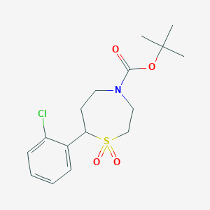 molecular formula C16H22ClNO4S B2979314 Tert-butyl 7-(2-chlorophenyl)-1,4-thiazepane-4-carboxylate 1,1-dioxide CAS No. 2175979-49-2