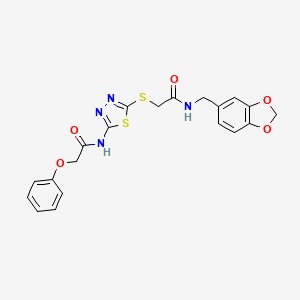 N-(benzo[d][1,3]dioxol-5-ylmethyl)-2-((5-(2-phenoxyacetamido)-1,3,4-thiadiazol-2-yl)thio)acetamide