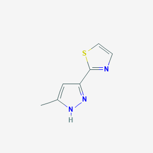 molecular formula C7H7N3S B2979332 2-(5-Methyl-1H-pyrazol-3-yl)-1,3-thiazole CAS No. 1187559-72-3