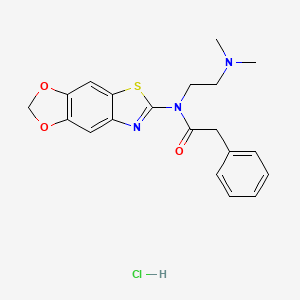 molecular formula C20H22ClN3O3S B2979334 N-([1,3]二氧杂[4',5':4,5]苯并[1,2-d]噻唑-6-基)-N-(2-(二甲氨基)乙基)-2-苯基乙酰胺盐酸盐 CAS No. 1216839-48-3