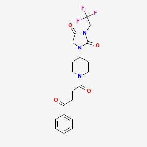 molecular formula C20H22F3N3O4 B2979359 1-[1-(4-氧代-4-苯基丁酰)哌啶-4-基]-3-(2,2,2-三氟乙基)咪唑烷-2,4-二酮 CAS No. 2097930-47-5